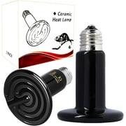 HeeHom 50W Ceramic Heat Emitter, Reptile Heat Lamp Bulbs, No Light Emitting Brooder Coop Heater for Amphibian Pet \u0026 Incubating Chicken, Black (2-Pack)